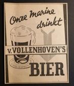 Bier advertentie v. Vollenhoven's  Bierbrouwerij 1945, Verzamelen, Biermerken, Verzenden, Zo goed als nieuw, Overige typen, Overige merken