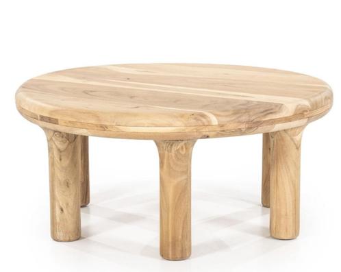 Ronde Salontafel Bram Acaciahout 80cm – Naturel, Huis en Inrichting, Tafels | Salontafels, Nieuw, Minder dan 50 cm, 50 tot 100 cm