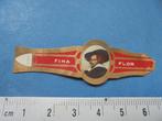 Oude sigarenband Flor Fina met edelman V.D.E. op lip, Ophalen of Verzenden, Zo goed als nieuw, Sigarenbandjes