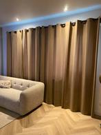 Velvet bruine gordijnen & zwarte stalen roedes, Ophalen, Zo goed als nieuw, Zwart, 200 cm of meer