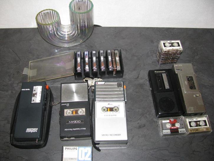 micro cassette voice recorders +21 cassettes dictafoon, Audio, Tv en Foto, Cassettedecks, Enkel, Overige merken, Tape counter