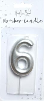 Nummer Kaars - Zilver 6 - 6cm, Ophalen of Verzenden, Nieuw, Overige