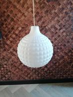 vintage opaline glazen bollamp in wit bewerkt glas zie fotos, Verzenden