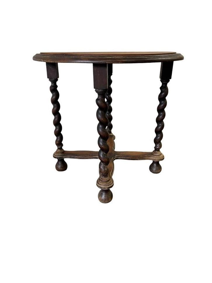 vintage houten pied de stal / bijzettafel / plantentafel, Antiek en Kunst, Curiosa en Brocante, Ophalen
