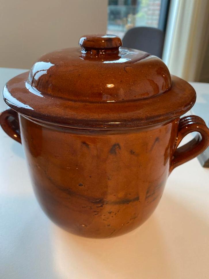 Vintage Franse Terracotta Stoofpot met Deksel, Antiek en Kunst, Antiek | Keramiek en Aardewerk, Ophalen of Verzenden