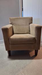 Beige fauteuil met hocker, Ophalen, Gebruikt, 75 tot 100 cm, Stof