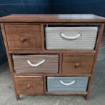 Ladekast gangkast kastje met houten lades en opbergmanden, Huis en Inrichting, Kasten | Ladekasten, Ophalen, 5 laden of meer, 50 tot 100 cm