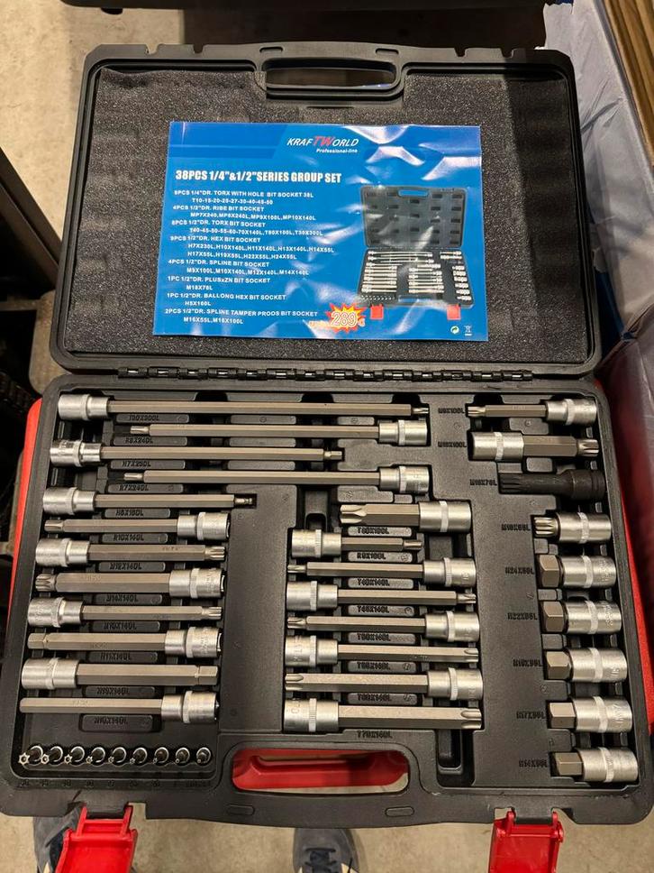 KraftWorld 38-delige doppenset - Nieuw!, Auto diversen, Autogereedschap, Nieuw, Ophalen of Verzenden