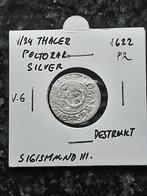 Zilveren 1 / 24 Thaler 1622. Sigismund III, Postzegels en Munten, Munten | Europa | Niet-Euromunten, Ophalen of Verzenden