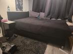 (Gratis ophalen) Zwart tweepersoonsboxspring met matrassen, Huis en Inrichting, Ophalen, Gebruikt, Zwart, Tweepersoons
