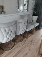 6 Eric Kuster Velvet Biege stoelen met goud poten, Huis en Inrichting, Complete inboedels, Ophalen