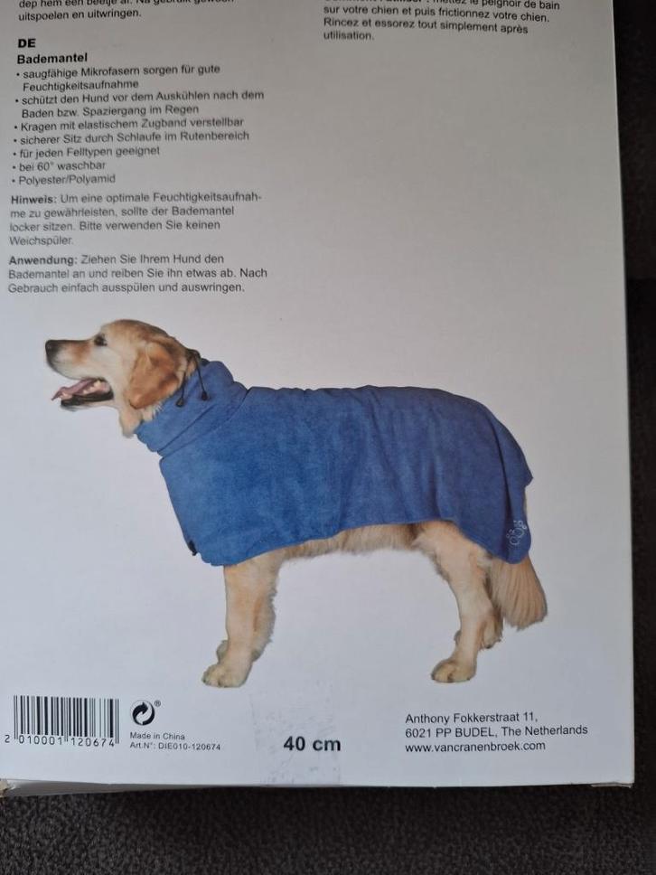 blauwe microvezel badjas, Dieren en Toebehoren, Hondenkleding, Nieuw, Hondenjas, Ophalen of Verzenden