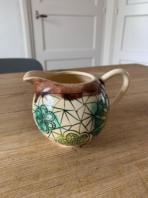Handbeschilderde vintage keramieken kan – unieke mandala blo, Antiek en Kunst, Antiek | Keramiek en Aardewerk, Ophalen of Verzenden