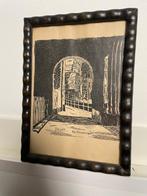 Delft - Houtgravure Alb. Roodenburg - doorkijkje poort, Ophalen of Verzenden