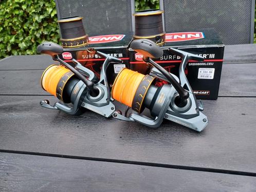 2x Penn surfblaster lll 8000 met reservespoelen (nieuwstaat), Watersport en Boten, Hengelsport | Zeevissen, Zo goed als nieuw