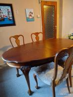 Degelijke, zware notenhouten eettafel met 6 stoelen te koop, Huis en Inrichting, Tafels | Eettafels, 150 tot 200 cm, Gebruikt