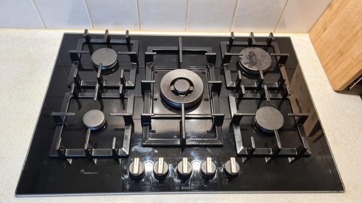 BOSCH PPQ7A6C90N kookplaat 5 pits,75 cm breed standaard nis, Witgoed en Apparatuur, Kookplaten, Zo goed als nieuw, Inbouw, Gas