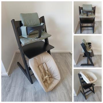 Stokke Tripp Trapp zwart+babyset, kussenset, newbornset  beschikbaar voor biedingen