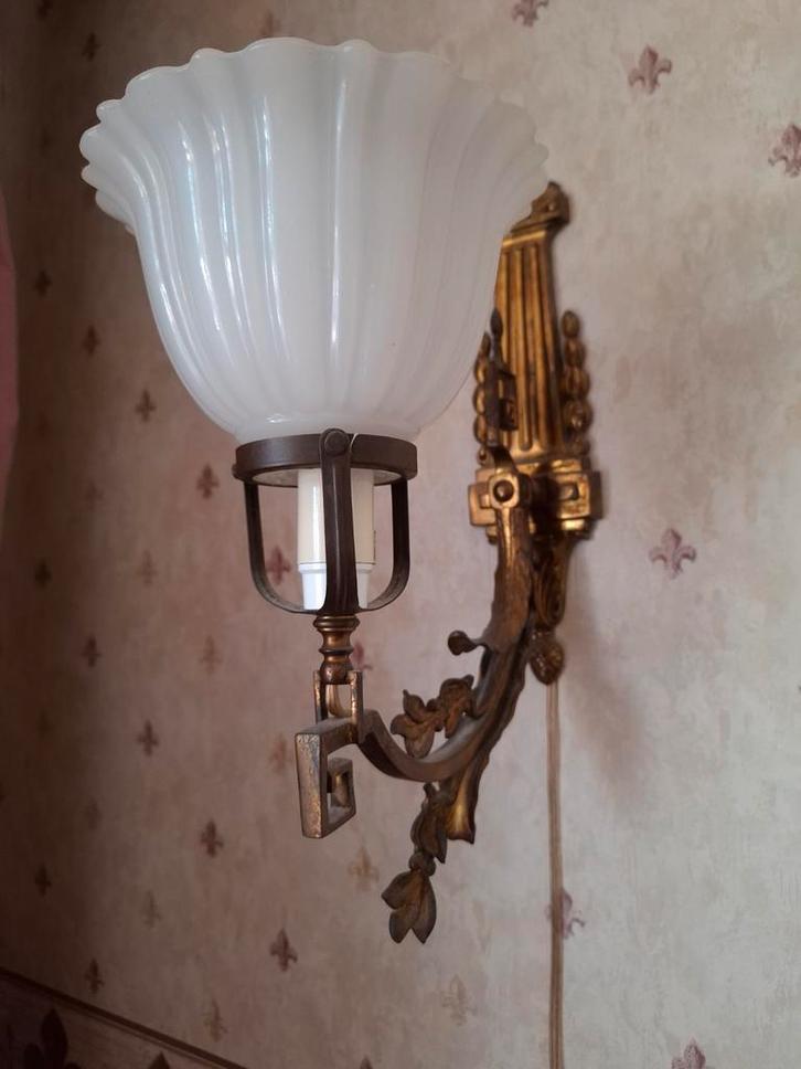 Antieke Bronzen Wandlampen Set, Antiek en Kunst, Antiek | Lampen, Ophalen