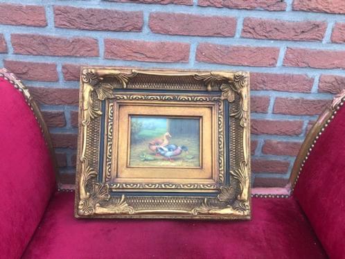 leuk schilderij, eenden bij een boerenschuur, Antiek en Kunst, Kunst | Schilderijen | Klassiek, Ophalen of Verzenden
