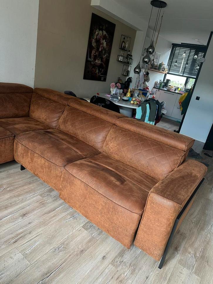 Bruine Hoekbank met Relaxfunctie, Huis en Inrichting, Banken | Bankstellen, Gebruikt, Hoekbank, Vierpersoons of meer, 250 tot 300 cm