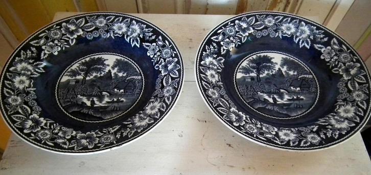 2 grote wandschotels Wilderose Société Céramique Maastricht, Antiek en Kunst, Antiek | Wandborden en Tegels, Ophalen of Verzenden
