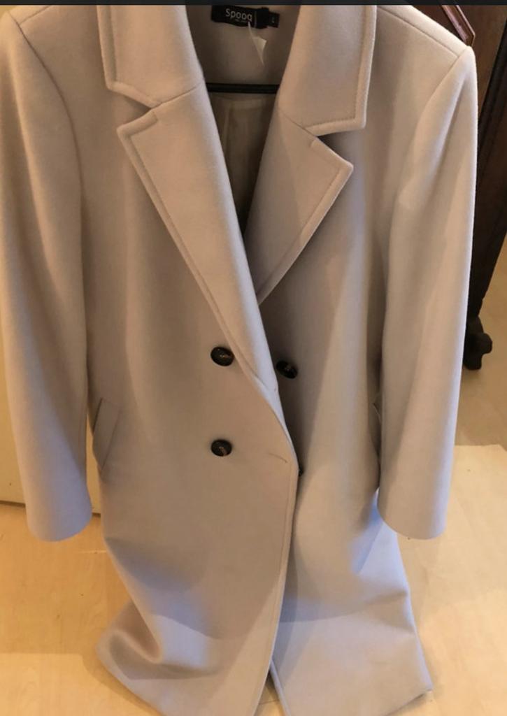 v SPOOQ NW COLLECTIE  wollen mantel NWprijs 319,- nu 150,-, Kleding | Dames, Jassen | Winter, Zo goed als nieuw, Maat 38/40 (M)