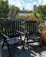 4 zwarte houten Ikea tuinstoelen incl kussens, Tuin en Terras, Ophalen of Verzenden, Zo goed als nieuw, Hout
