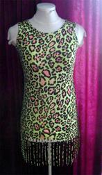 fluor panther print mini jurk goth punk rave rock retro sexy, Overige kleuren, Verzenden, Korte mouw, Maat 36 (S)