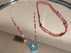 coral, turquoise,larimar,lapis lazuli, Sieraden, Tassen en Uiterlijk, Kettingen, Ophalen of Verzenden, Zo goed als nieuw, Blauw