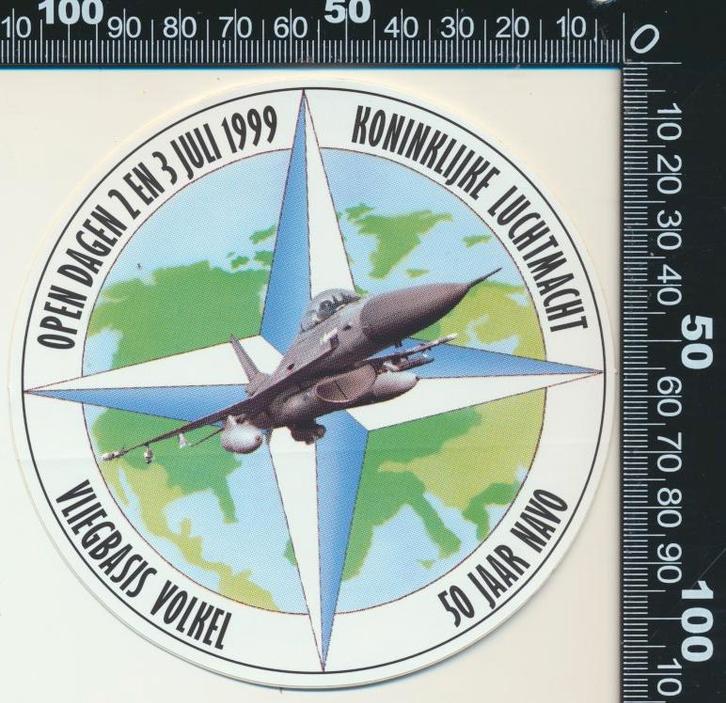 Sticker: Luchtmacht - Open Dag 1999 - Vliegbasis Volkel, Verzamelen, Stickers, Zo goed als nieuw, Bedrijf of Vereniging, Verzenden