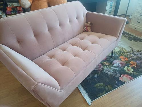 Superleuk velours zachtroze bankje, Huis en Inrichting, Banken | Sofa's en Chaises Longues, Zo goed als nieuw, Tweepersoons, 150 tot 200 cm