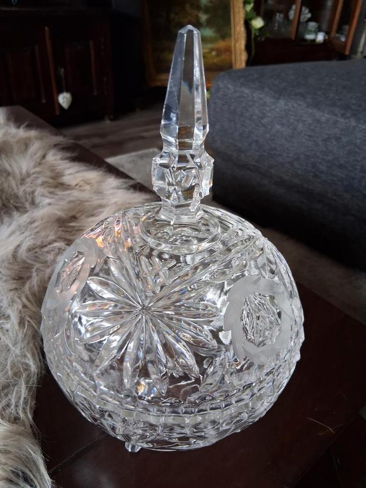 Kristallen Bonbonnière met Deksel, Antiek en Kunst, Antiek | Glas en Kristal, Ophalen of Verzenden