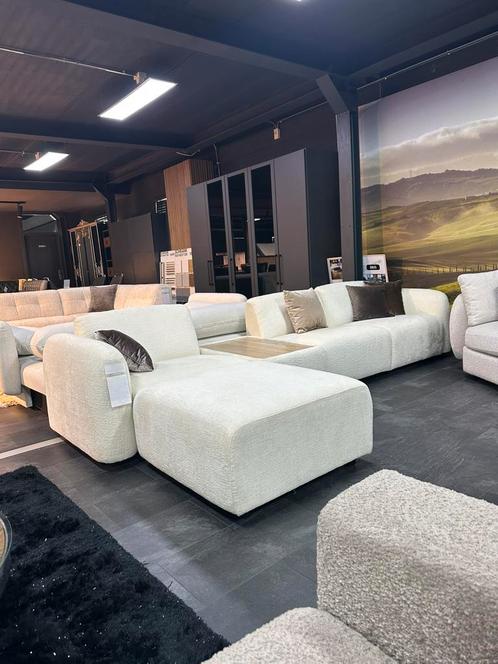 Moderne Design Hoekbank met Loungebed 340cm + puf 80x80cm, Huis en Inrichting, Banken | Complete zithoeken, Nieuw, Stof, Ophalen of Verzenden