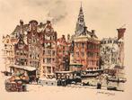 Jan Korthals  ... de Damrak ... Amsterdam ..., Antiek en Kunst, Kunst | Tekeningen en Foto's, Ophalen of Verzenden