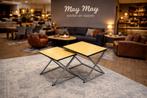 Salontafelset 2-Delig Z-Vorm Ligt Mustard Direct/Leverbaar, Ophalen, 50 tot 100 cm, #Salontafel#Vierkant#2-Delig#Light Mustard#Metaal#Beige
