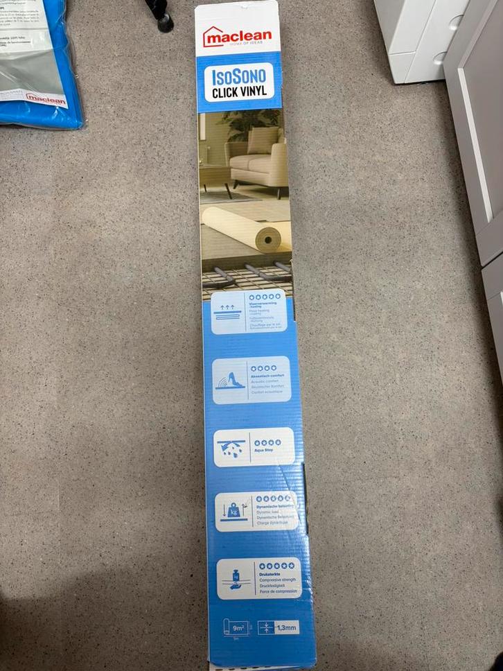 Maclean isosono click vinyl ondervloer 1,3mm, ~6,5m lengte, Doe-het-zelf en Verbouw, Vloerdelen en Plavuizen, Nieuw, Overige typen