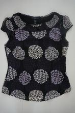 Blouse / Top H&M ronde kraag mt 38 - zwart crème lila paars, Maat 38/40 (M), H&M, Zwart, Ophalen of Verzenden