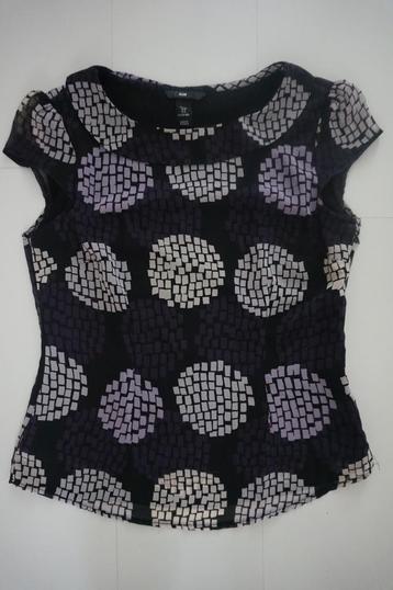 Blouse / Top H&M ronde kraag mt 38 - zwart crème lila paars beschikbaar voor biedingen