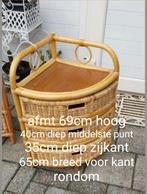 Retro vintage rieten bamboe rotan hoekkast ladenkast commode, Antiek en Kunst, Ophalen of Verzenden