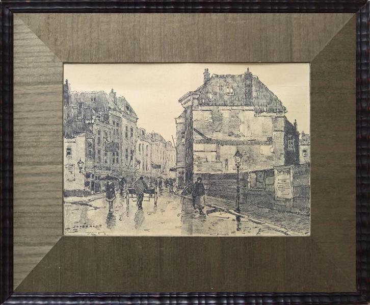 Joop Kropff - Winkelstraat, Antiek en Kunst, Kunst | Litho's en Zeefdrukken, Ophalen of Verzenden