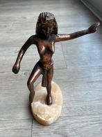Vintage bronzen dansende Cleopatra beeld op marmer, Antiek en Kunst, Ophalen of Verzenden