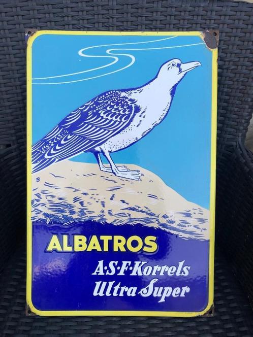 Emaille A.S.F. korrels ASF Albatros bord. Langcat Bussum., Verzamelen, Merken en Reclamevoorwerpen, Gebruikt, Reclamebord, Ophalen of Verzenden