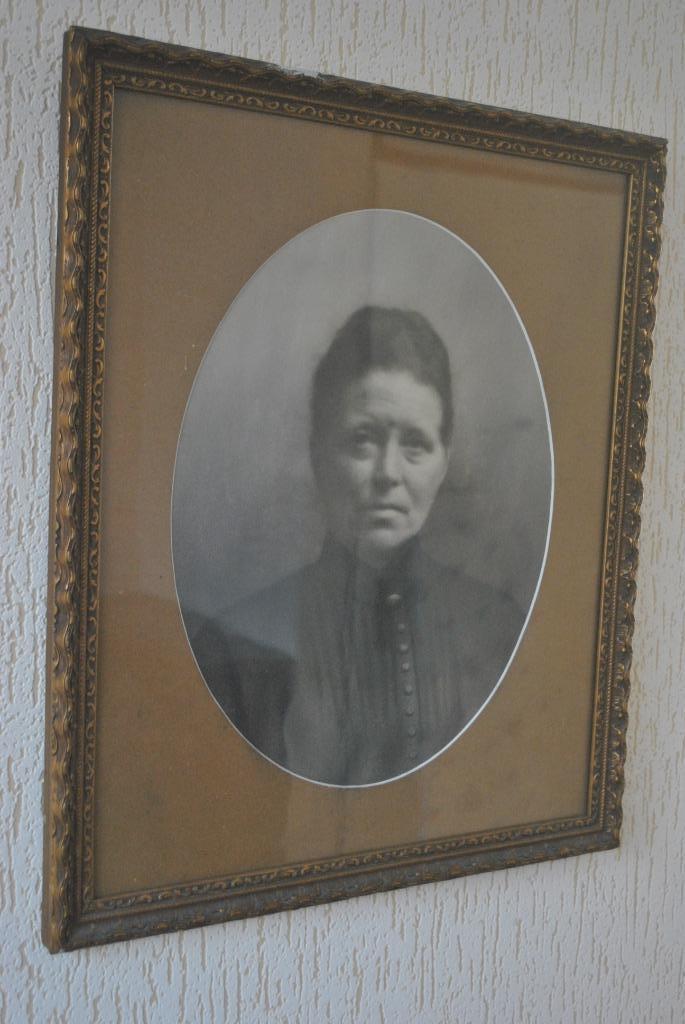 Oude lijst met antieke afbeelding, 58 bij 49 cm, Huis en Inrichting, Woonaccessoires | Schilderijen, Tekeningen en Foto's, Gebruikt