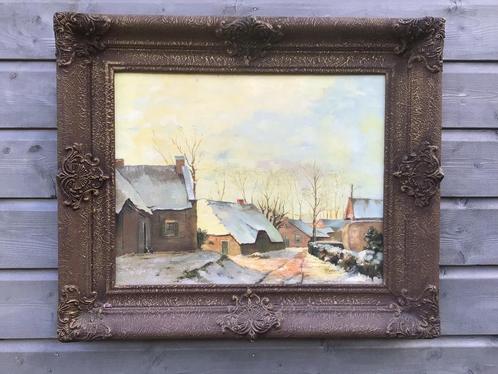 Scilderij dorpsgezicht in de winter, Antiek en Kunst, Kunst | Schilderijen | Klassiek, Ophalen