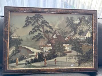 Antiek schilderij Chinees 3d  beschikbaar voor biedingen