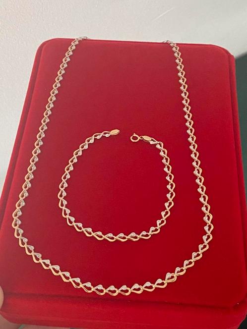 14 karaat gouden set: ketting en armband, Sieraden, Tassen en Uiterlijk, Kettingen, Nieuw, Goud, Goud, Ophalen of Verzenden