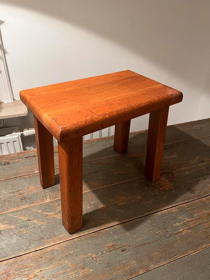 VINTAGE BRUT HOUTEN KRUK BANKJE TAFELTJE ZGSTAAT, Huis en Inrichting, Krukjes, Zo goed als nieuw, Hout, Ophalen of Verzenden