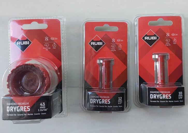 Rubi Drygres Premium diamantboor 10mm 12mm 43mm, Doe-het-zelf en Verbouw, Gereedschap | Handgereedschap, Nieuw, Ophalen of Verzenden