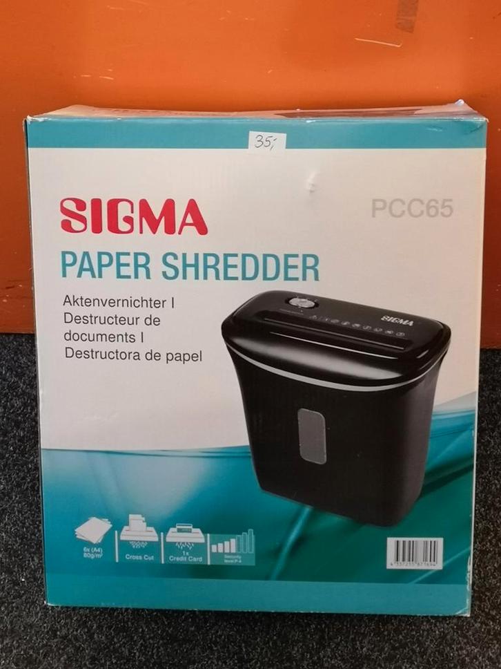 Sigma paper shredder pcc65, Diversen, Bureau-accessoires, Zo goed als nieuw, Ophalen of Verzenden